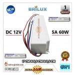 Power Supply Trafo Brilux DC 12V 5A | 60W (Waterproof)